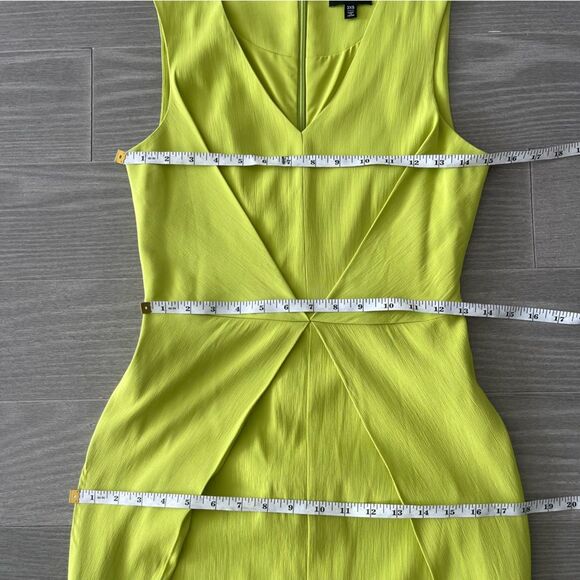 Universal Standard Raven Fitted V-neck Sleeveless Dress Lime Highlighter Green 4 - Picture 14 of 16